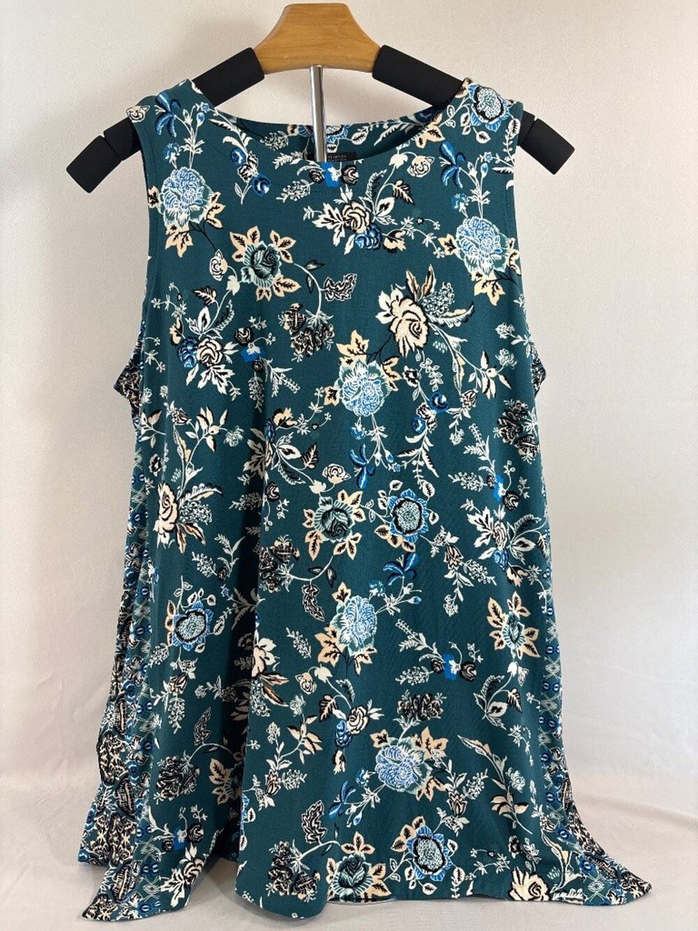 J. Jill Wearever‎ Collection Teal Floral Sleeveless Top Blouse Size M